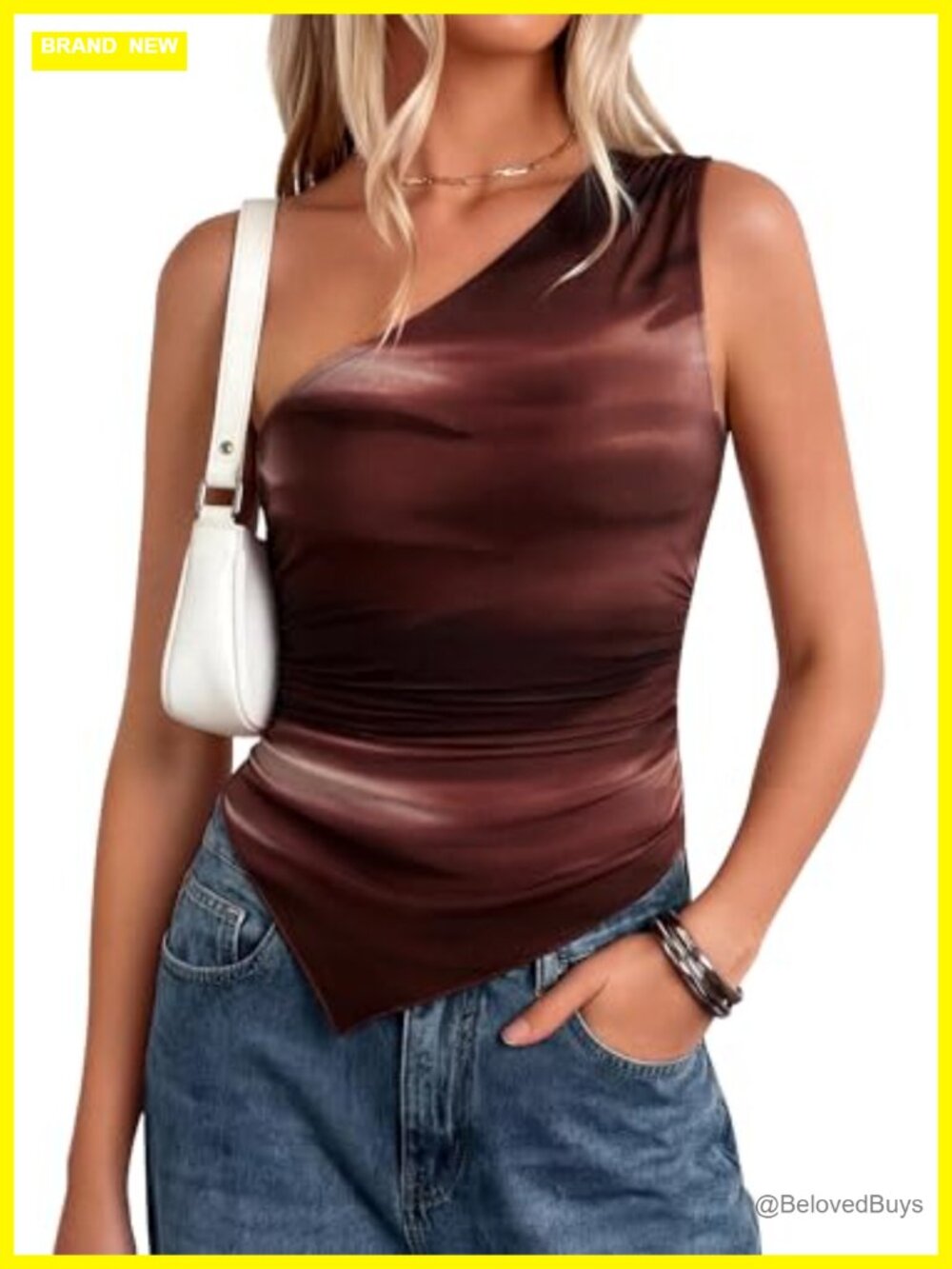 One Shoulder Floral Mesh Tank Top Sleeveless Ruched Fitted